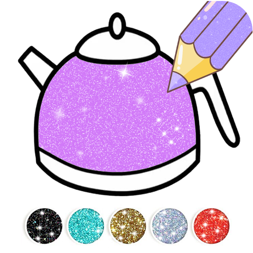 Kitchen Coloring Book With Animation Glitter Aplicații Pe