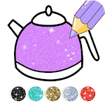 Cover Image of Download Kitchen Coloring Book With Animation - Glitter 3.0 APK