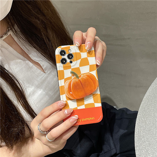 Title 3, Pumpkin Grid Contrast Color Phone Case Stylishl...