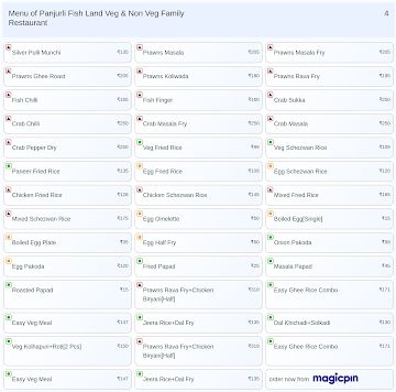 Panjurli Fish Land Veg & Non Veg Family Restaurant menu 