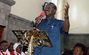 Kenyan opposition leader Raila Odinga, of the National Super Alliance (NASA) coalition, speaks during a church service inside the St. Stephen's cathedral in Nairobi, Kenya September 3, 2017. 