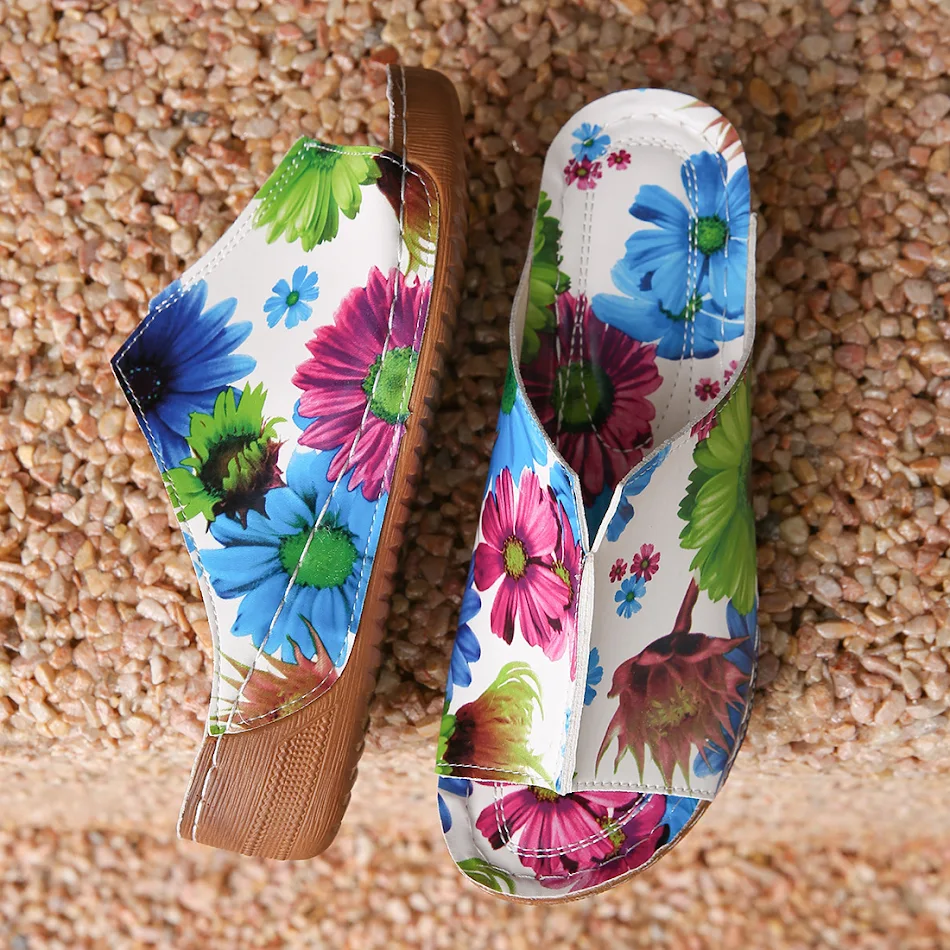 Sandalias de cuña peep toe fáciles de poner, elegantes y simples, perfectas para el verano, cómodas y a la moda.