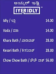 Iyer Idly menu 2