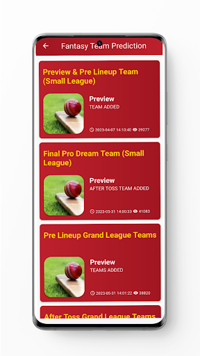 Screenshot Fantasy247-Team Prediction App