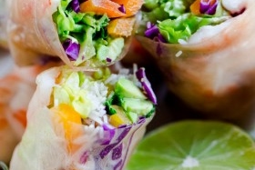 Brown Rice Shrimp Summer Rolls with Peanut Lime Dipping Sauce