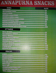 Annapurna Snacks menu 1