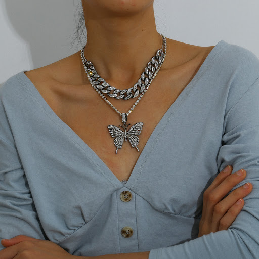 Title 5, Necklace with diamond butterfly necklace