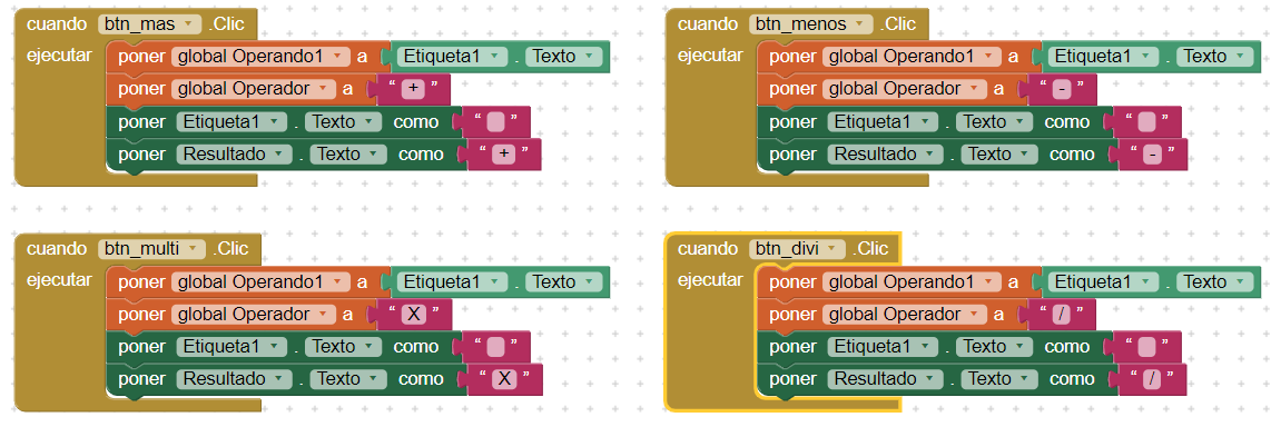 conjunto de bloques para controlar los botones