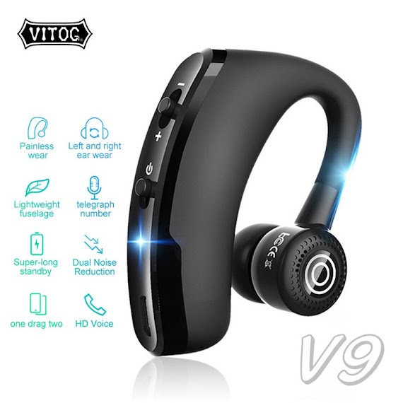 Tai Nghe Vitog Bluetooth V9 Cao Cấp Màu Đen Sang Trọng