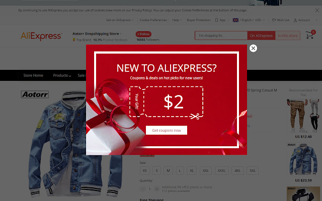 AliExpress popup blocker chrome extension