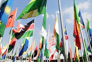 FILE PICTURE: The launch of the  African   Union  in Durban: A veritable forest of National flags reflect the member nations of the AU. Pic: Richard Shorey. 10/7/02. © Sunday Times.