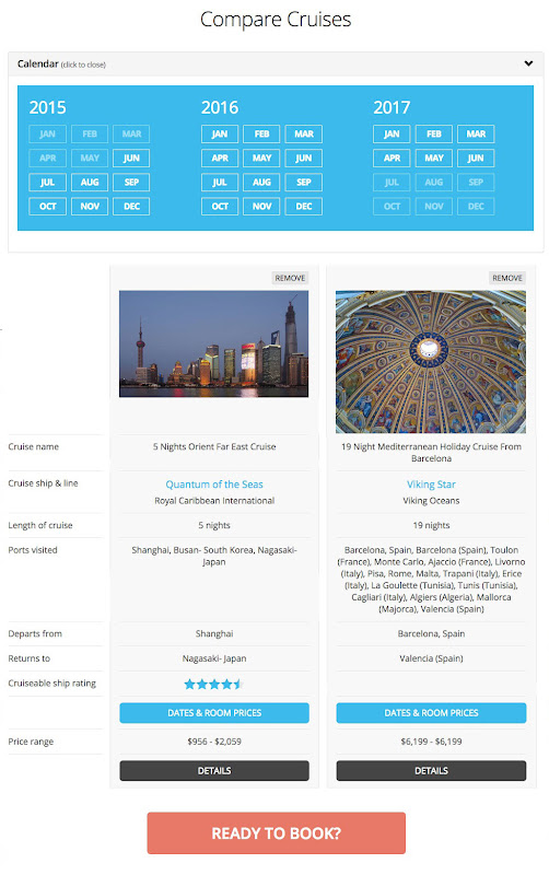 Compare Example C: The Compare Cruises page.