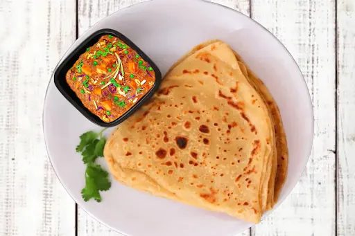 Matar Paneer Masala With 3 Plain Wheat Paratha