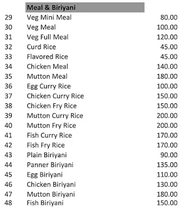 Mayukha Foods menu 