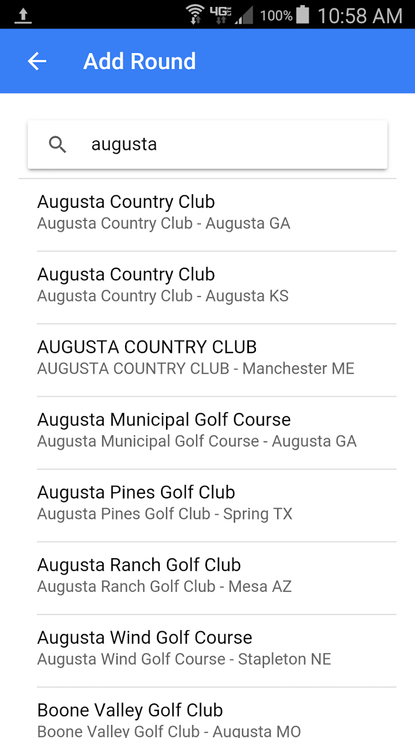 Golf Handicap Manager Screen 2