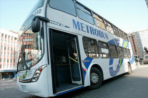 A Metrobus at Gandhi Square on August 18, 2004, in Johannesburg, South Africa.