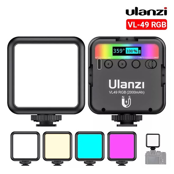 Đèn Led Studio Mini Ulanzi Vl49 Rgb - Dãi Nhiệt Màu 2500 – 9000 Kevin 3 Mode Sáng