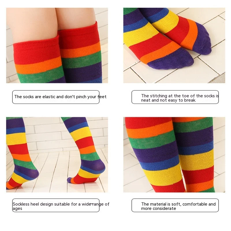 Title 8, Chaussettes arc-en-ciel en coton mi-mollet — Co...