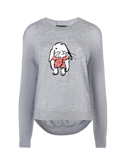 Серый джемпер с декором заяц с шарфом Markus Lupfer KN2644 GREY купить