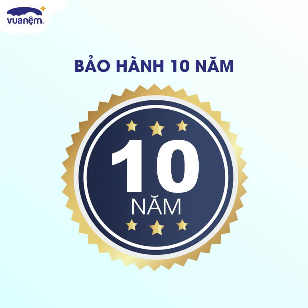 Nệm Foam Amando Coco được bảo hành 10 năm trên toàn bộ hệ thống của Vua Nệm