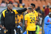 Kaizer Chiefs coach Molefi Ntseki gives instructions to Given Msimango and Reeve Frosler during the DStv Premiership match against Royal AM at FNB Stadium on Saturday.