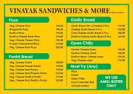 Vinayak Sandwiches And More menu 1