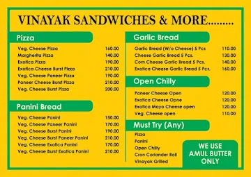 Vinayak Sandwiches And More menu 