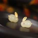 Jade Rabbit Hetian Jade Earrin