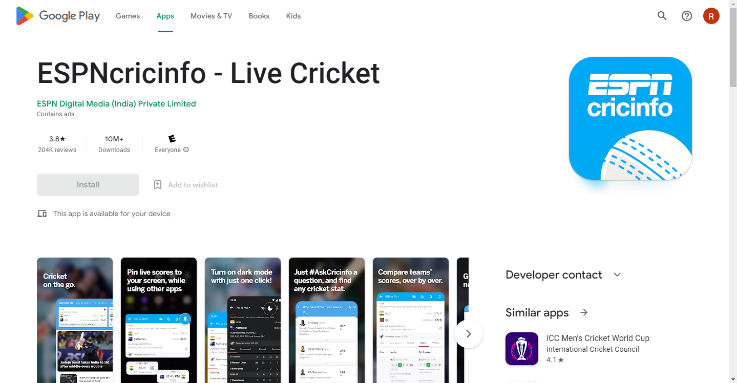 espncricinfo live streaming