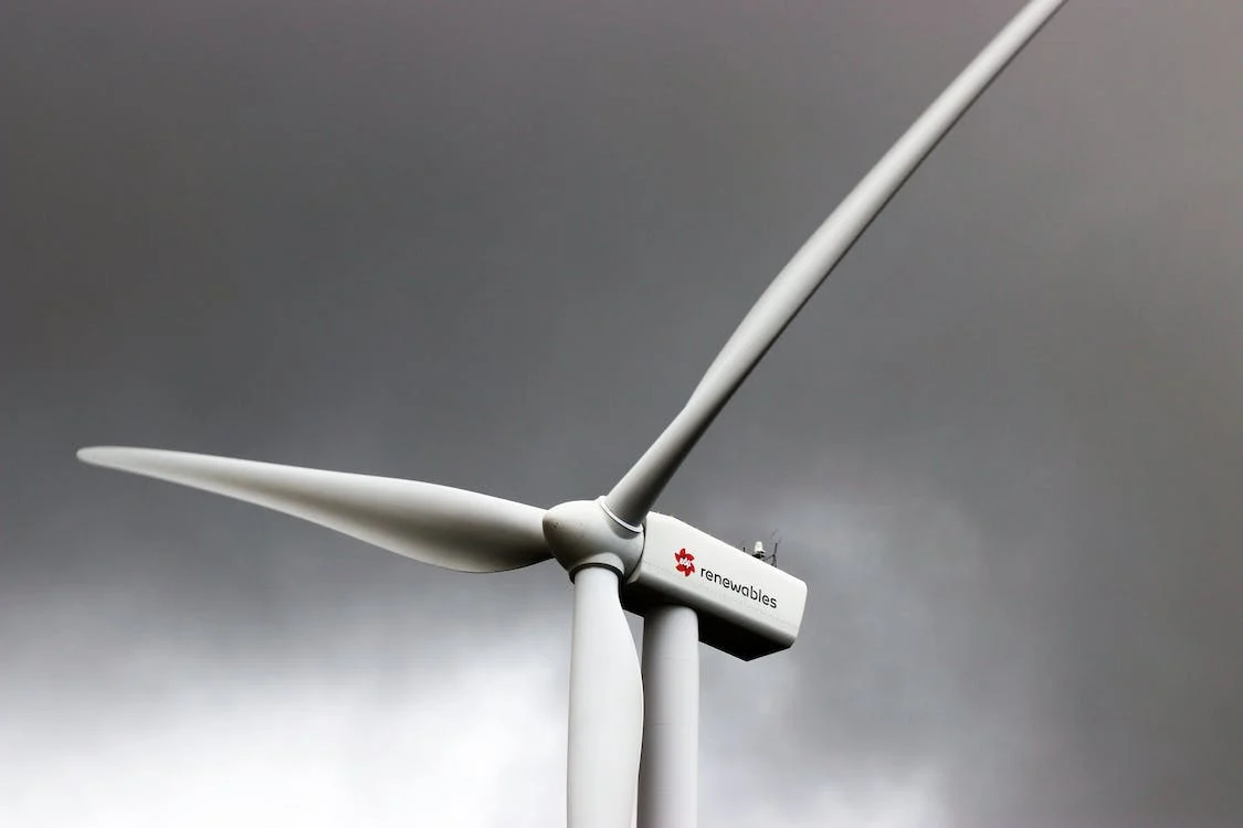 closeup of a wind turbine blade