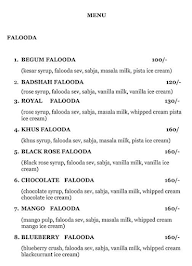 Begum Falooda menu 1