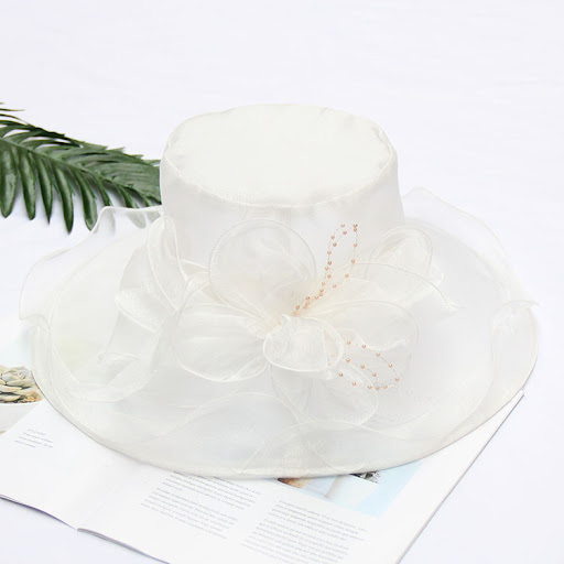Title 8, Cool Retro Flower Mesh Sun Hat Organza Sunscree...