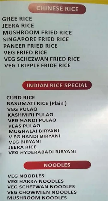 The Krishna Grand menu 