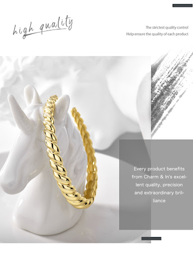 Title 2, 18K Gold Bracelet Adjustable Opening Simple Cro...