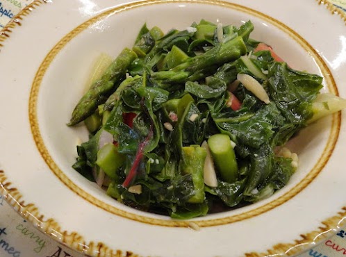 Quick Tasty Red Swiss Chard with Asparagus