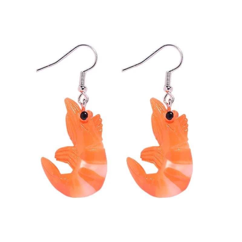 Boucles d'oreilles écrevisses en résine, drôles et originales. Bijoux Halloween exagérés pour un style unique et amusant.
