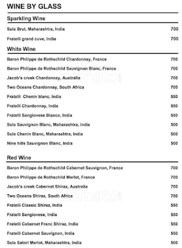 Marea (Howard Johnson Bengaluru Hebbal) menu 