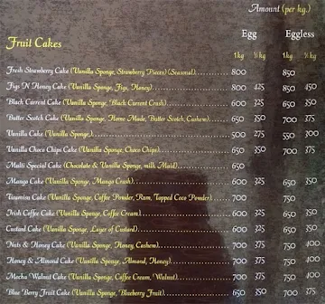 Multi Cakes menu 