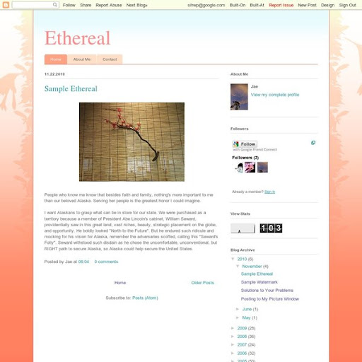 tema blog yang ada di Blogger.com dari keluarga Ethereal