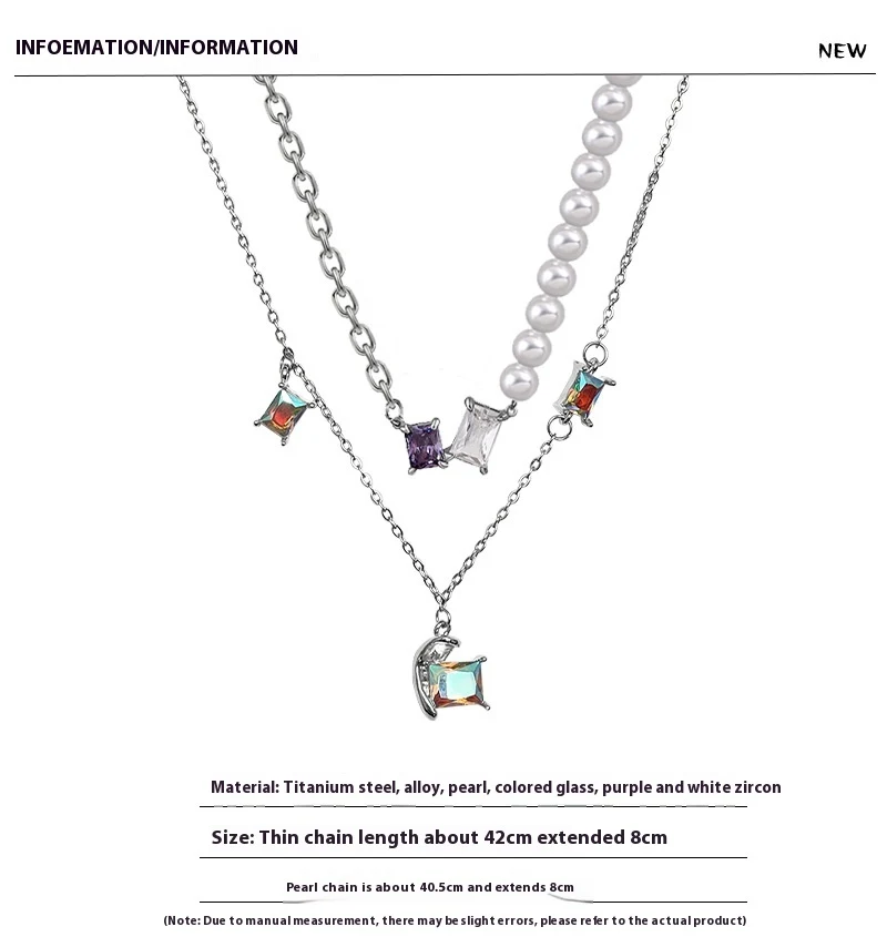 Title 2, Kleurrijke kristallen halve liefde parelketting...