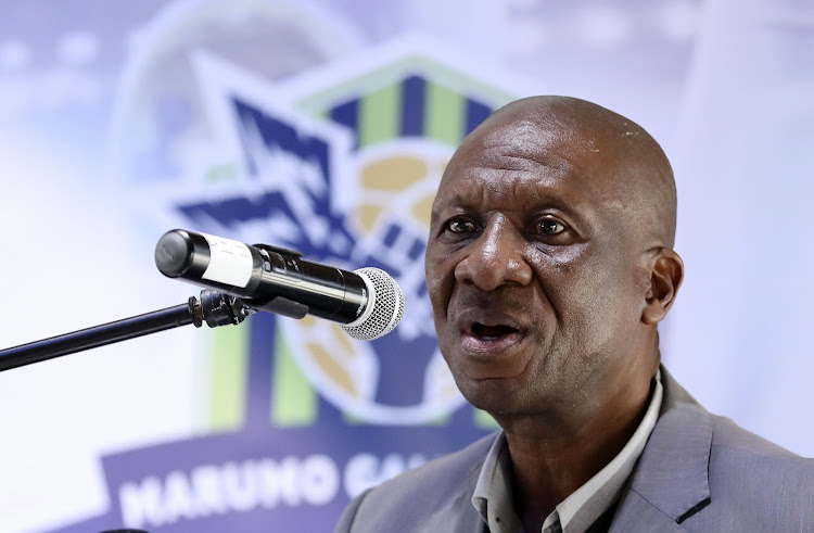 Marumo Gallants technical director Harris 'TV4' Choeu during the June 29 2922 DStv Premiership 2022/23 Marumo Gallants Announcement in Sandton, Johannesburg.