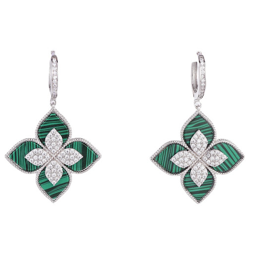 Title 5, Four-leaf clover earrings inlaid with colorful ...