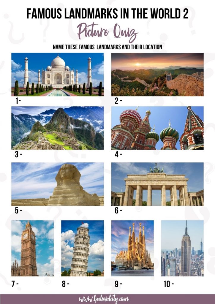 Picture Quiz Trivia Famous Landmarks in the world