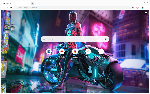 Cyberpunk Girls on Motorcycle New Tab