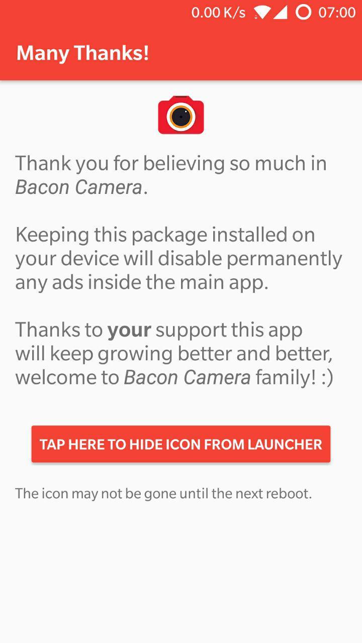 Bacon Camera Donation Screen 2