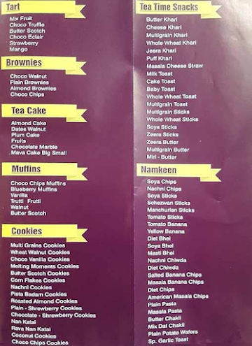 Cakers & Cakers menu 