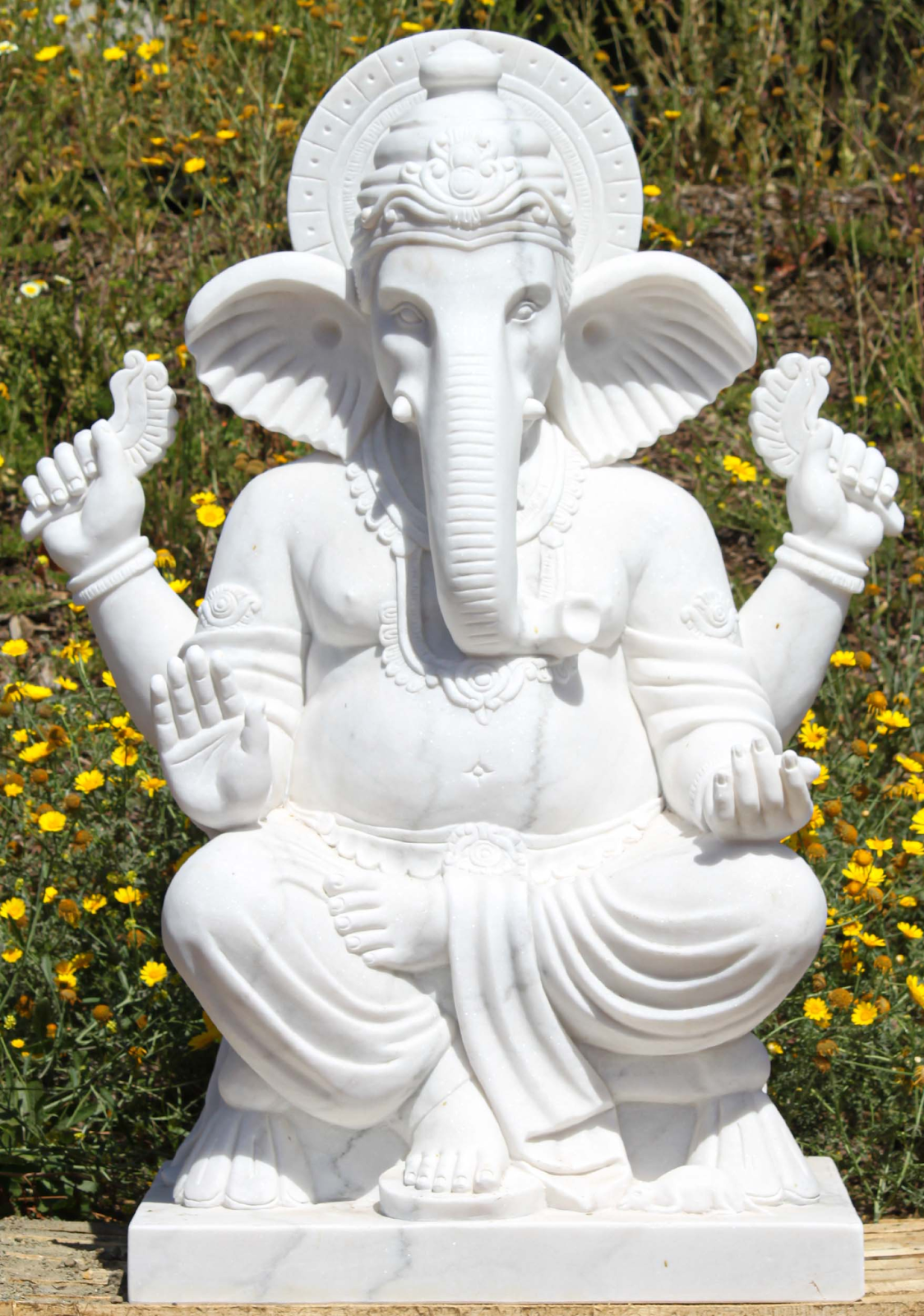 Ganesh marble statue outside