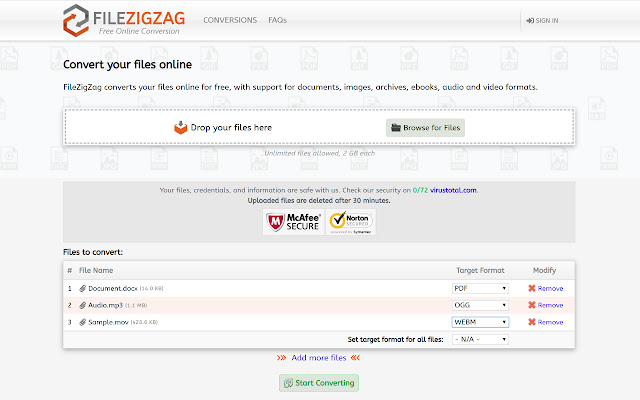 FileZigZag - Online Free Converter chrome extension