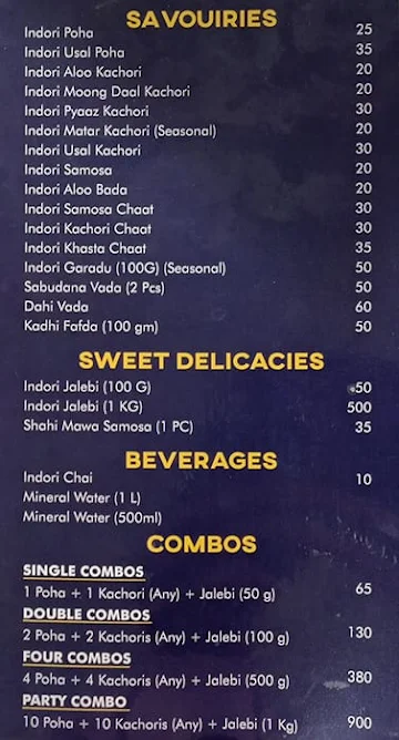 Indore Streets menu 