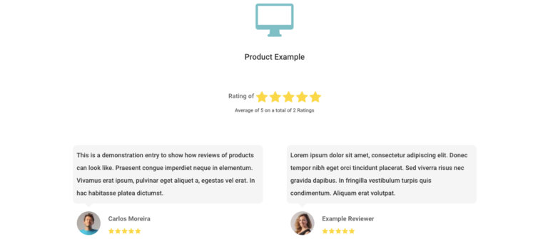 Ejemplo del complemento Testimonials Showcase